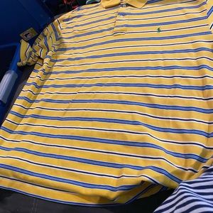 Used 3xlt SS yellow, blue, white polo Ralph Lauren with green horse.